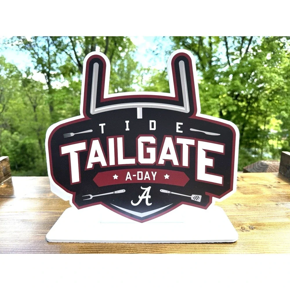 Alabama Crimson Tide A Day Tailgate Double Sided Tabletop Sign Game Day Decor